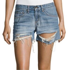 Rag & Bone boyfriend fit distressed jean shorts in Rye light indigo denim
